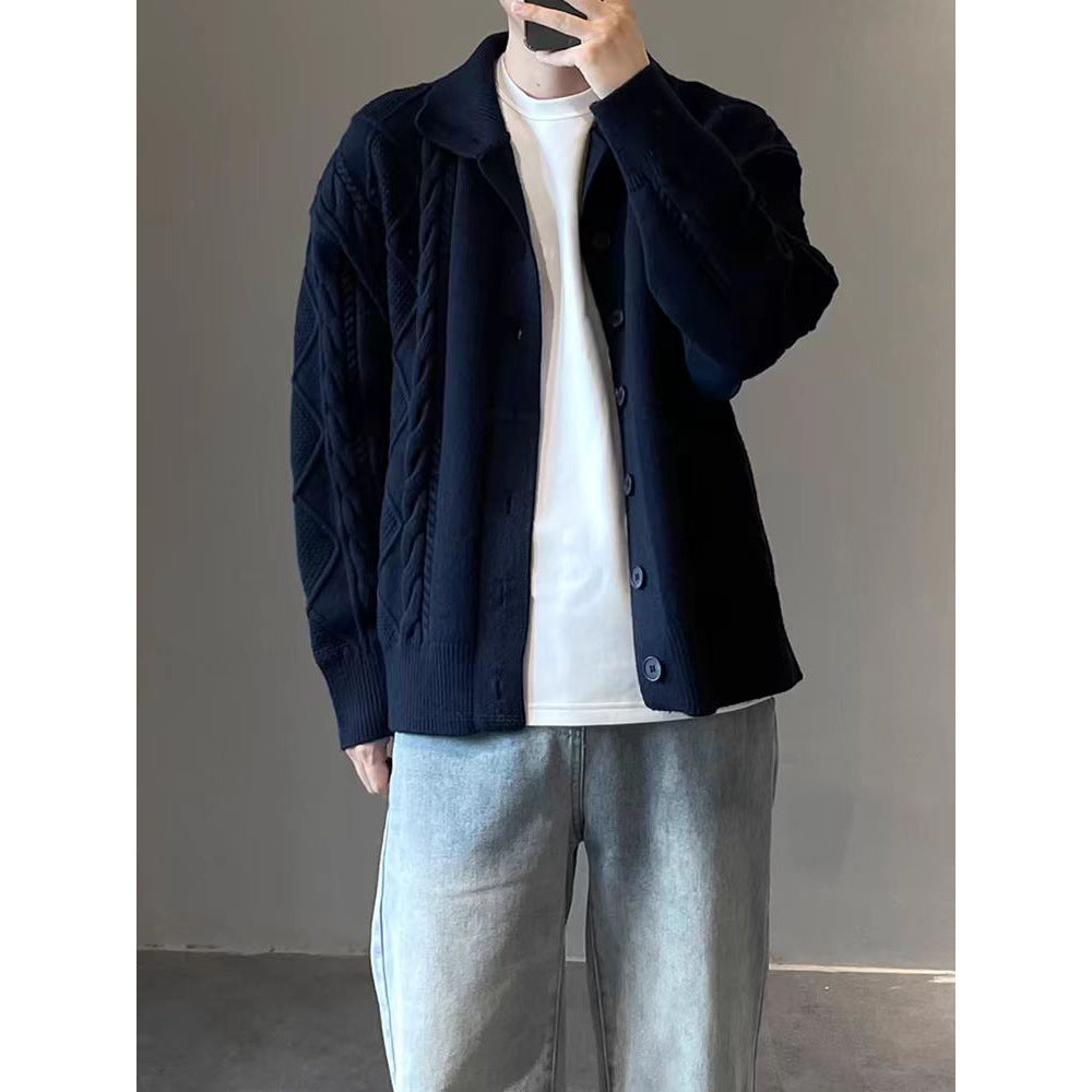 Herren Grobstrickjacke mit Kabelmuster Drune
