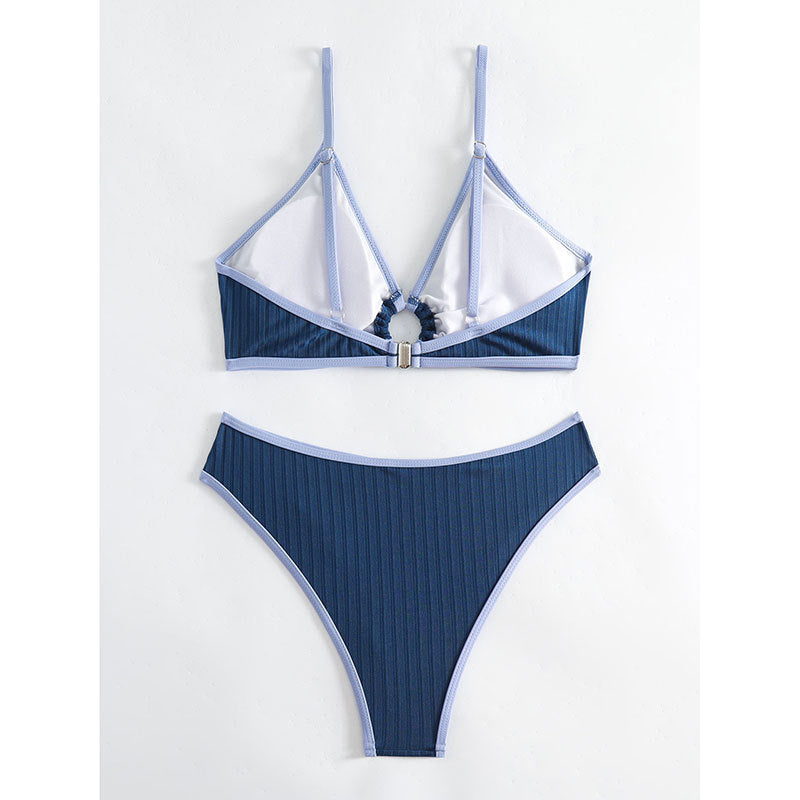 Damen Bikini-Set mit modischem Rippengemuster und verstellbaren Trägern Drune
