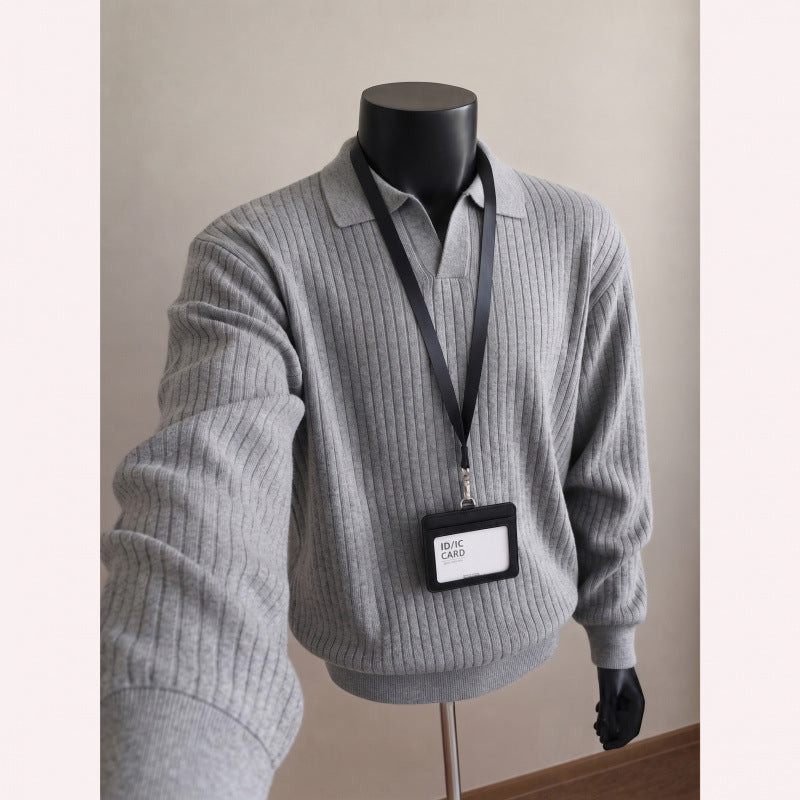 Herren Modischer Strickpullover mit V-Ausschnitt Drune