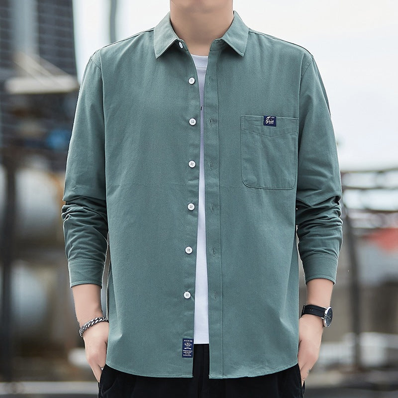 Herren Baumwoll-Overshirt im Casual-Look mit Brusttasche & Hemdkragen Drune
