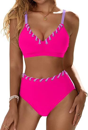 Damen Hochgeschnittener Bikini mit Schnürdetails Drune