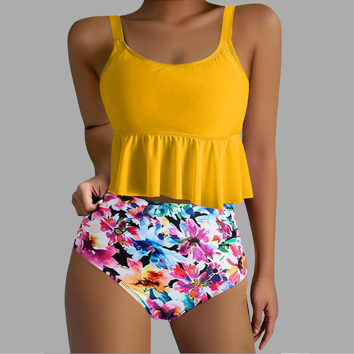 Damen Tankini-Set mit floralen Akzenten und Rüschen Drune