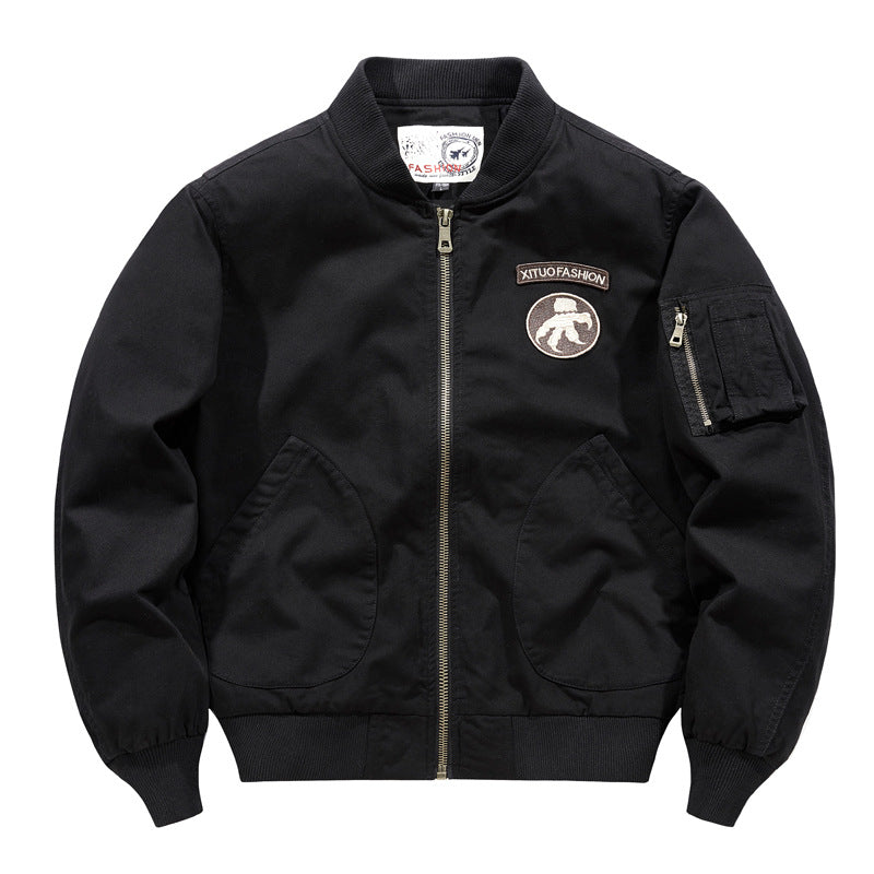 Herren  Baumwoll-Twill Aviator-Stil Bomberjacke mit geschwungenen Handtaschen Drune