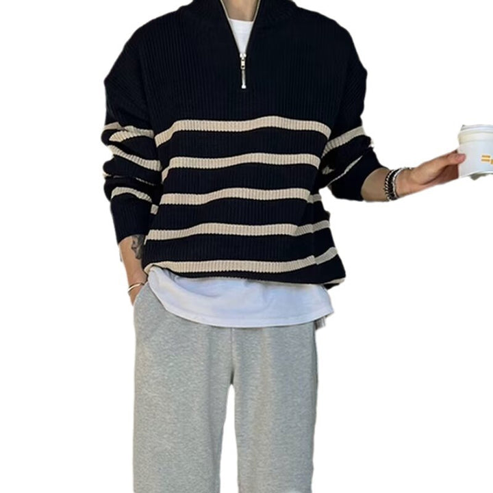 Herren Gemütlicher Grobstrickpullover mit halbhohem Kragen Drune