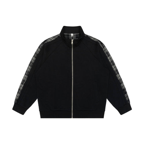 Damen Sweatjacke mit Stehkragen und kariertem Schulterstreifen Drune