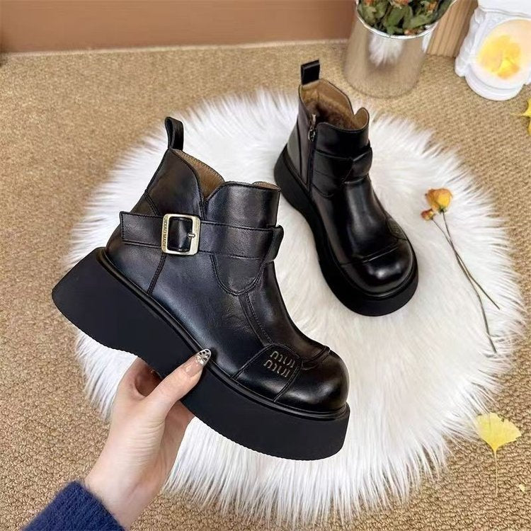 Damen Stilvolle Leder-Boots mit Kuschelfutter Drune