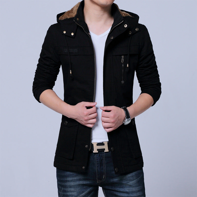 Herren Canvas‑Utility‑Parka mit Kapuze und Teddyfutter Drune
