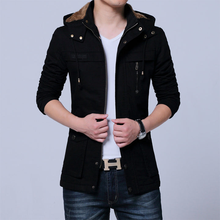 Herren Canvas‑Utility‑Parka mit Kapuze und Teddyfutter Drune