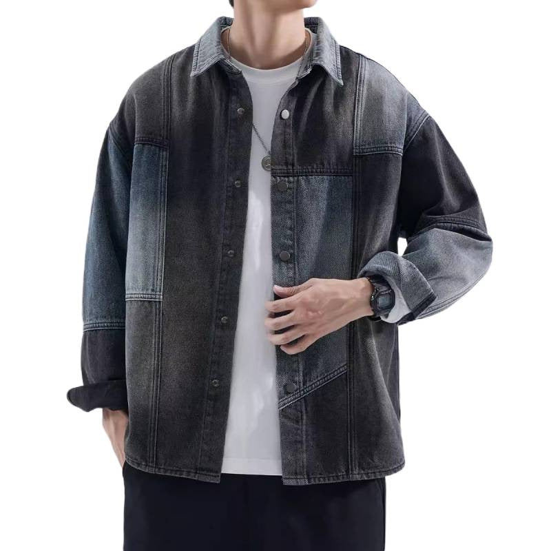 Herren lässige Denim-Hemdjacke mit modernen Farbeffekten Drune