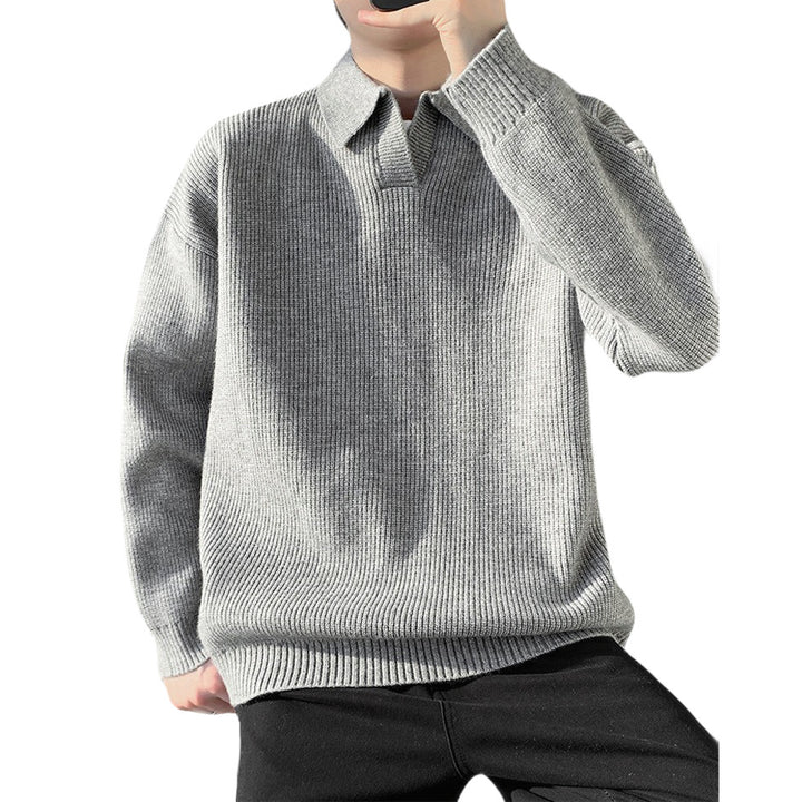 Herren Modischer Grobstrickpullover mit Kragen Drune