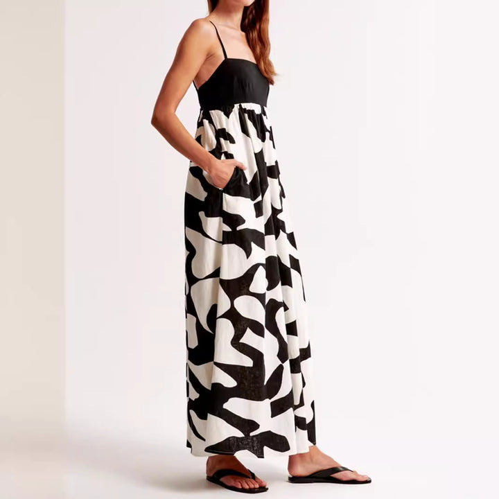 Damen Maxikleid mit schmalen Trägern und fließendem Schnitt Drune