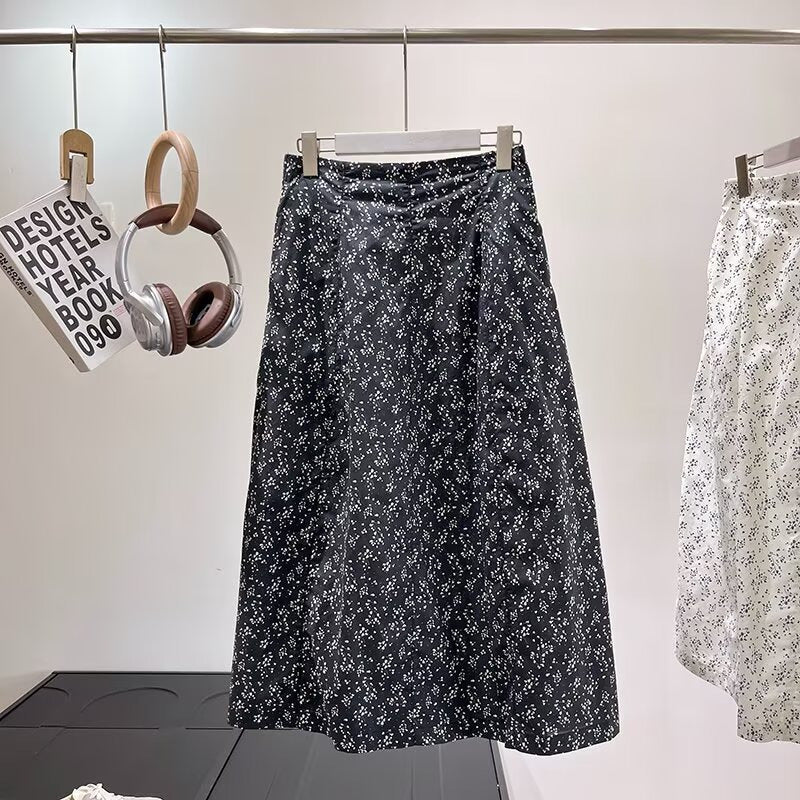 Damen Midirock mit floralem Muster und elastischem Bund Drune
