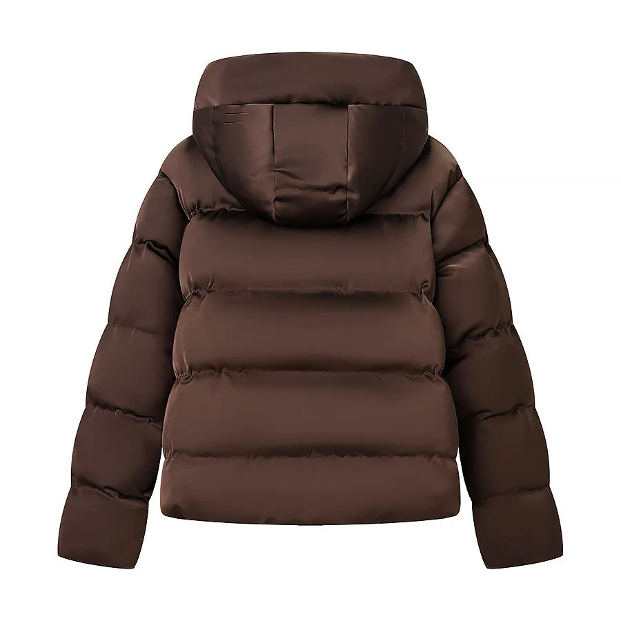 Damen nan kurze wattierte Steppjacke mit voluminösem Stehkragen, verdeckter Zwei-Wege-Reißverschluss und praktischen Eingrifftaschen Drune