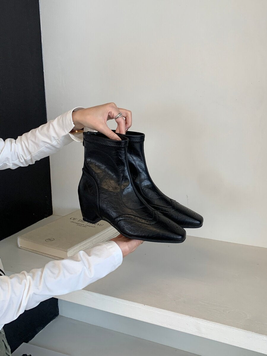 Damen Elegante und bequeme Stiefeletten mit Blockabsatz Drune