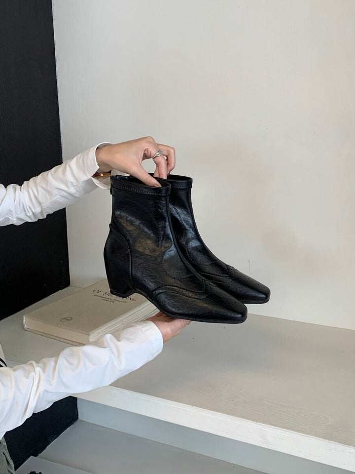 Damen Elegante und bequeme Stiefeletten mit Blockabsatz Drune