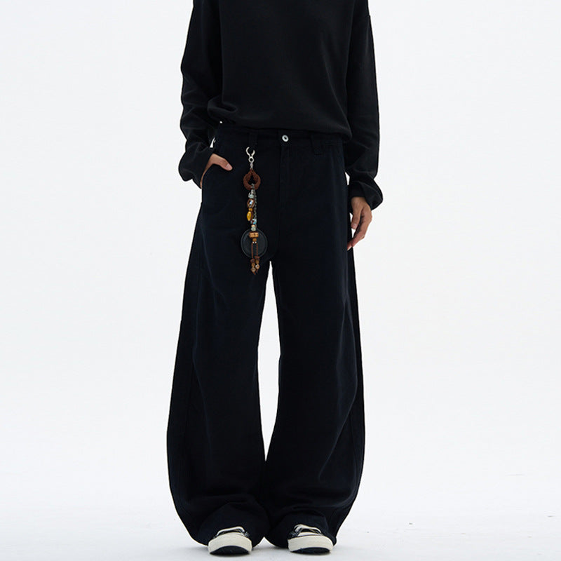 Damen Weite hochtaillierte Canvas-Hose mit elastischem Rückbund und Utility-Nähten Drune