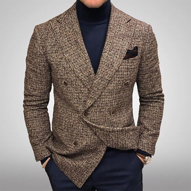 Herren Eleganter Doppelreiher Blazer aus hochwertigem Stoff Drune