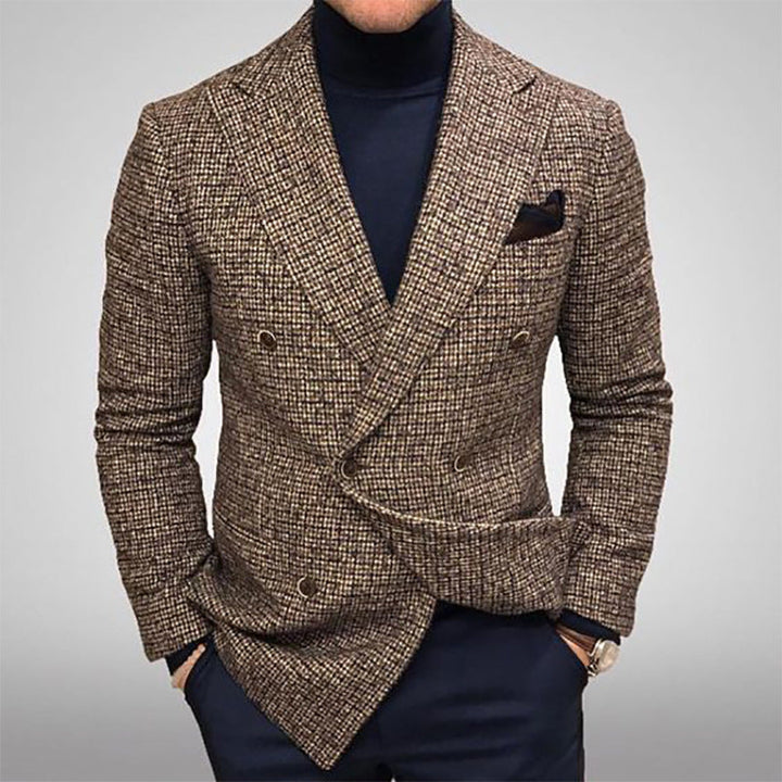 Herren Eleganter Doppelreiher Blazer aus hochwertigem Stoff Drune