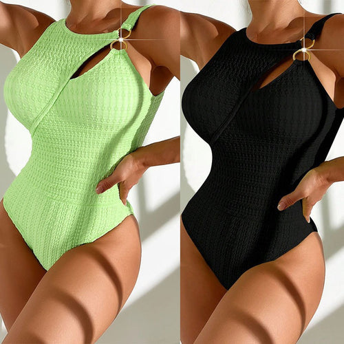 Damen Einteiliger Badeanzug mit kunstvollem Cut-Out und goldenen Akzenten Drune