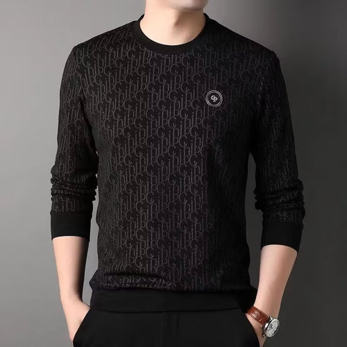 Herren Luxuriöser Rundhals-Pullover mit Marken-Design Drune