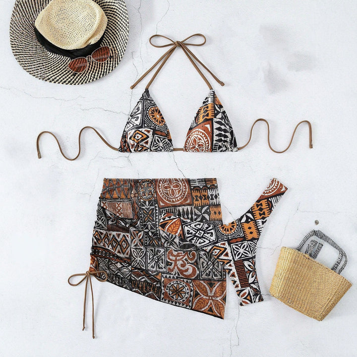 Damen Triangle-Bikini mit verstellbarem Wickelrock Drune