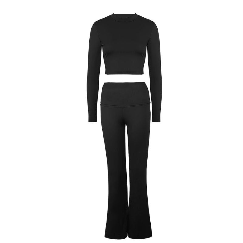 Damen Sportliches Set mit kombiniertem Cut-Out-Oberteil und weitem Hosenansatz Drune