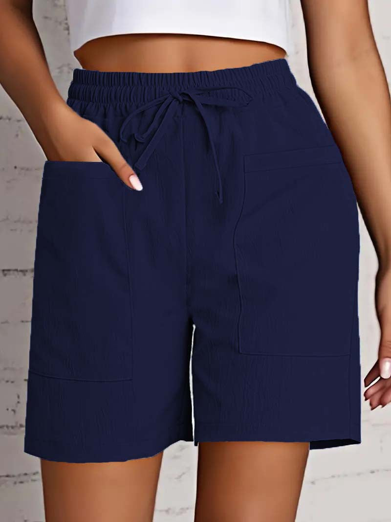 Damen entspannte Shorts mit breitem Gummibund und praktischen Taschen Drune