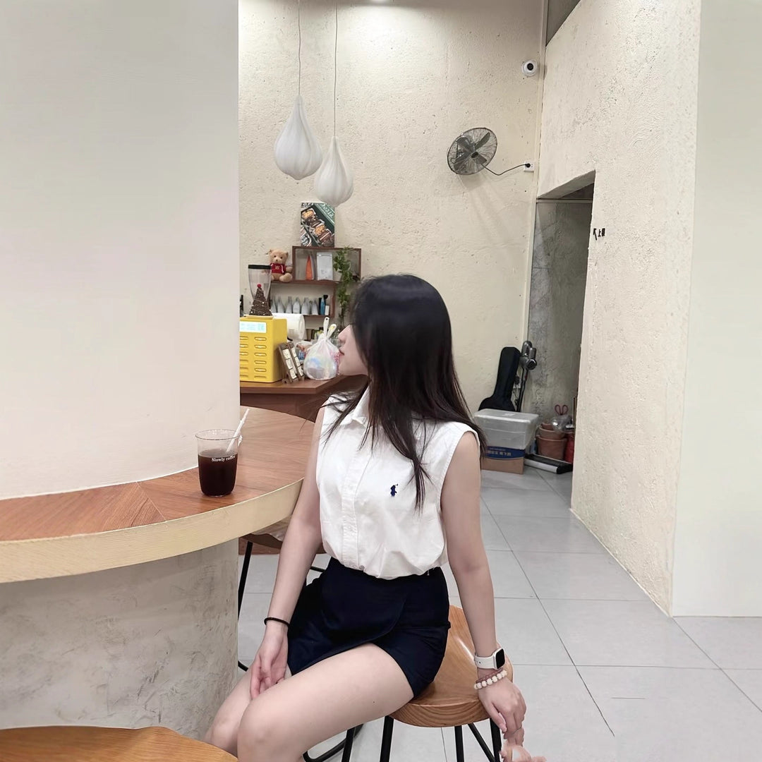 Damen Klassische ärmellose Bluse Drune