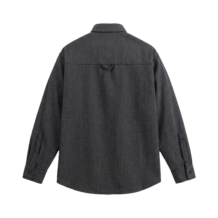 Herren Oversize-Hemdjacke aus leichter Denim-Optik mit sichtbaren Ziernähten Drune