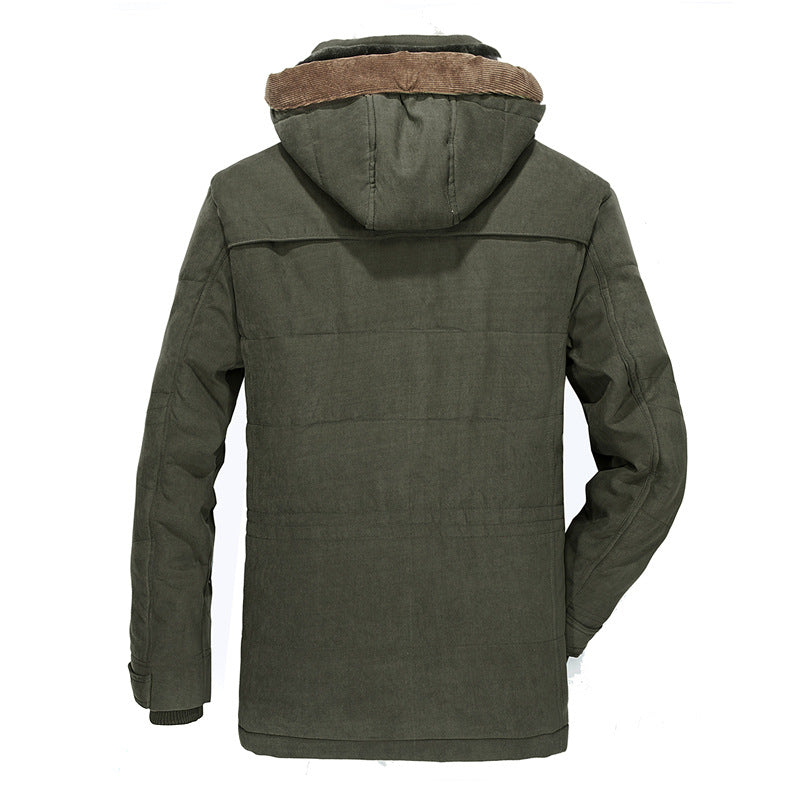 Herren Gefütterter Canvas-Parka mit Teddy-Innenfutter, Cordkragen und Multifunktionstaschen Drune