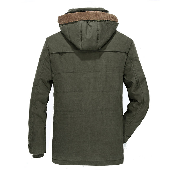 Herren Gefütterter Canvas-Parka mit Teddy-Innenfutter, Cordkragen und Multifunktionstaschen Drune