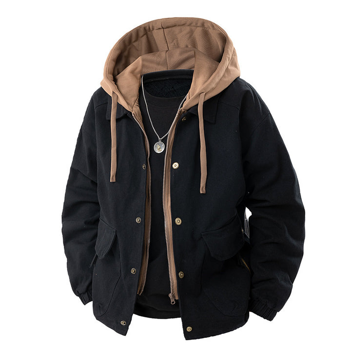Herren Moderne Utility-Jacke mit abnehmbarer Kapuze Drune