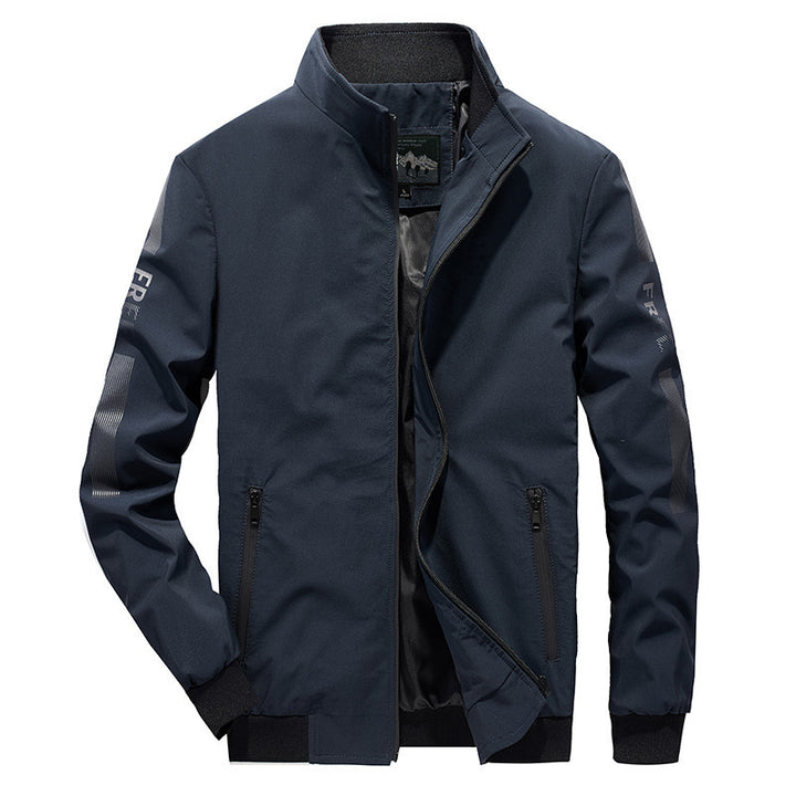 Herren Leichter Softshell-Bomber mit reflektierenden Ärmeldetails und hohem Stehkragen Drune