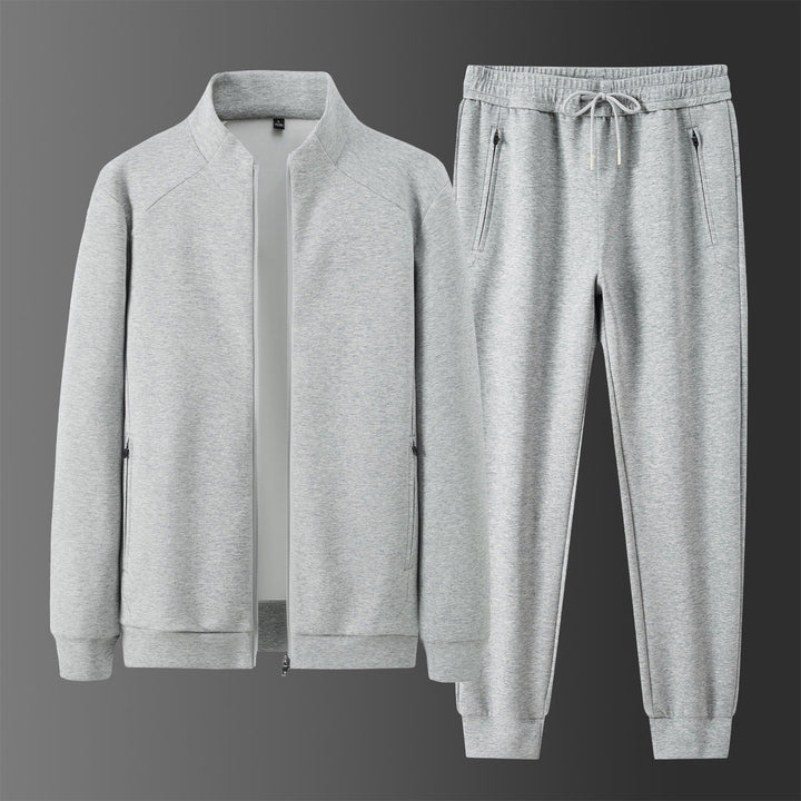 Herren Zweiteiliges minimalistisches Jogging‑Set mit Stehkragen, Zwei-Wege‑Reißverschluss & Reißverschlusstaschen Drune