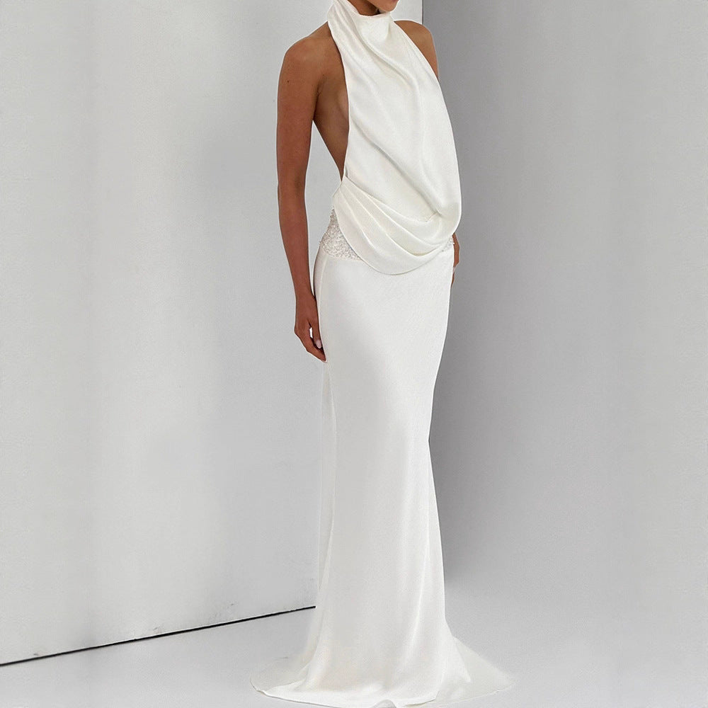 Damen Elegantes Hochzeitskleid mit schimmerndem Taillenband Drune