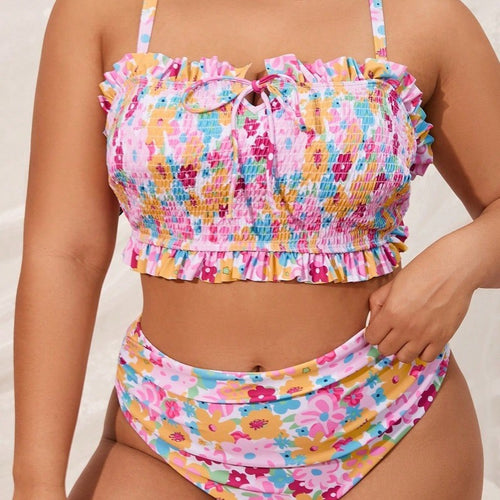 Damen Verspieltes Bikini-Set mit Rüschendetails Drune