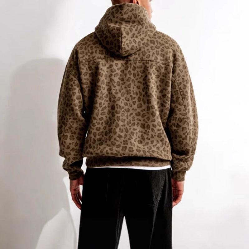 Frau Leopardenmuster Gemütlicher Hoodie Drune