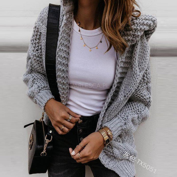 Damen Grober Strickcardigan mit asymmetrischem Schnitt und oversized Ärmeln Drune