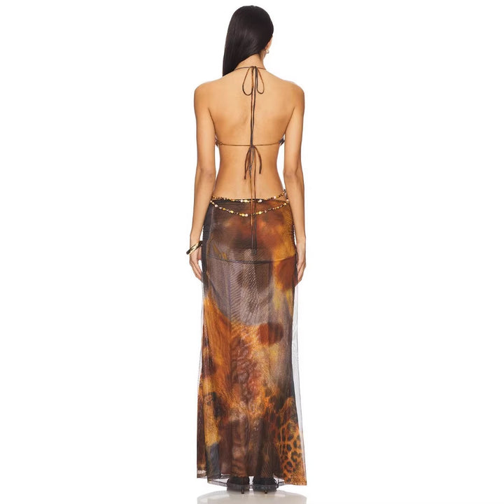 Damen Maxi-Kleid mit verführerischem tiefem Ausschnitt und elegantem Schnitt Drune