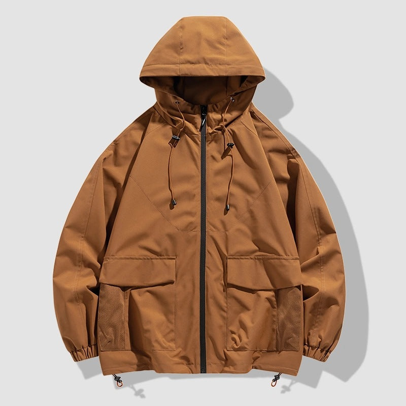 Herren Oversize Utility-Softshelljacke mit Kapuze, aufgesetzten Taschen & verstellbarem Saum Drune