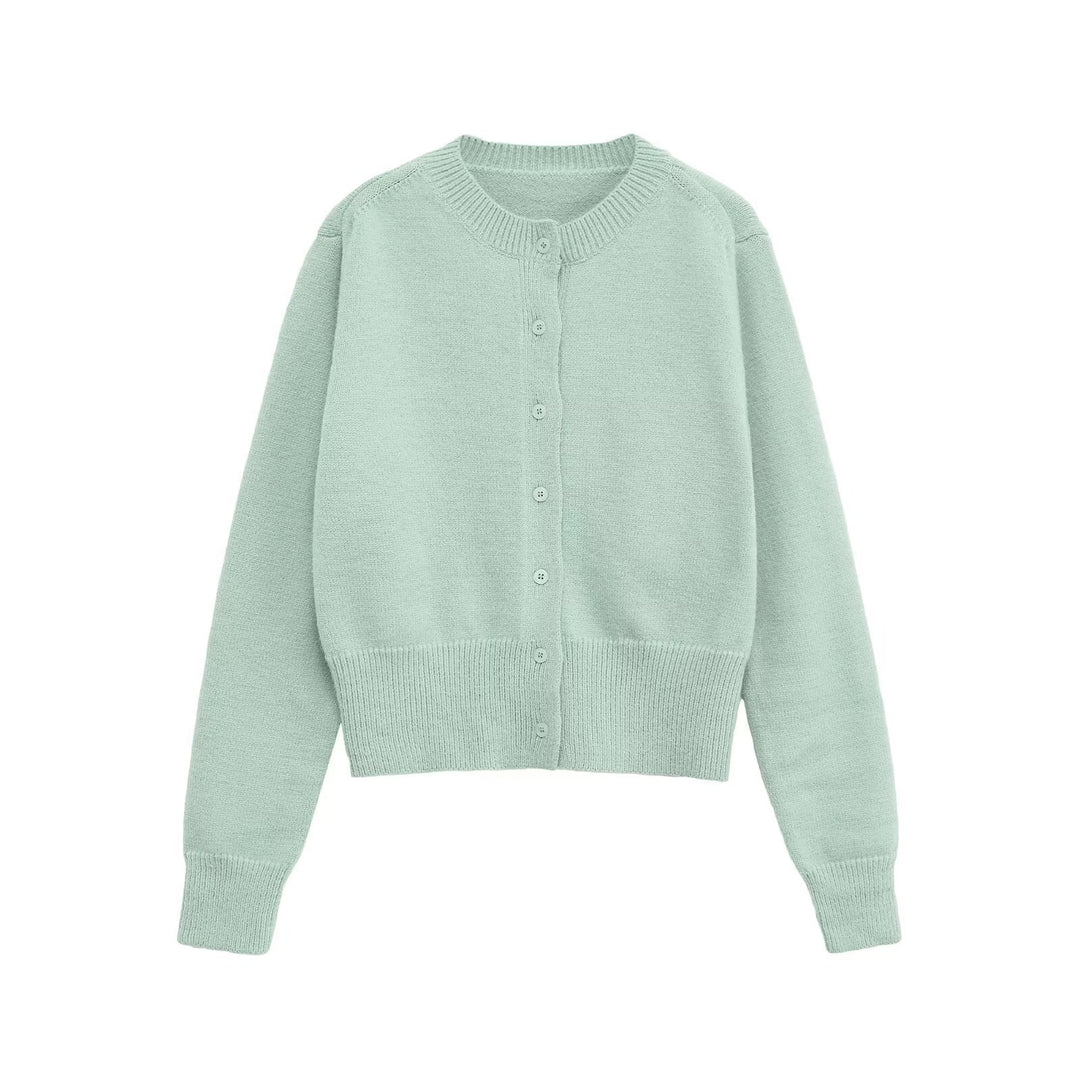 Damen cropped Strickjacke mit knöpfen und weichem Material Drune