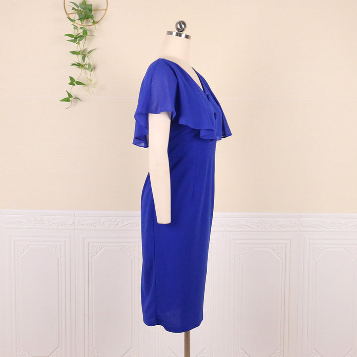 Damen figurbetontes Kleid mit eleganter Rüschendetail Drune