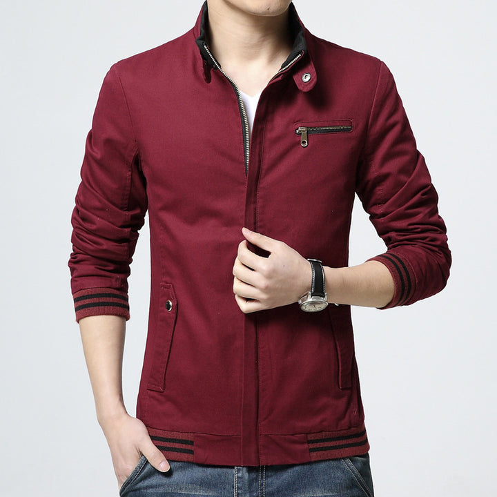 Herren nan sportlich-elegante Harringtonjacke mit Stehkragen, Reißverschlusstasche und gestreiften Rippbündchen Drune
