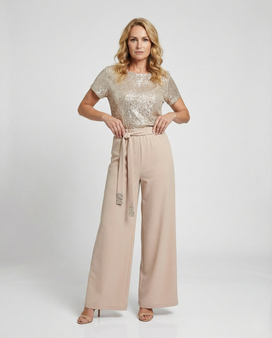 Damen Zweiteiler Set Pailletten elegant