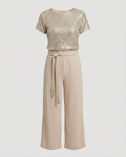 Damen Zweiteiler Set Pailletten elegant