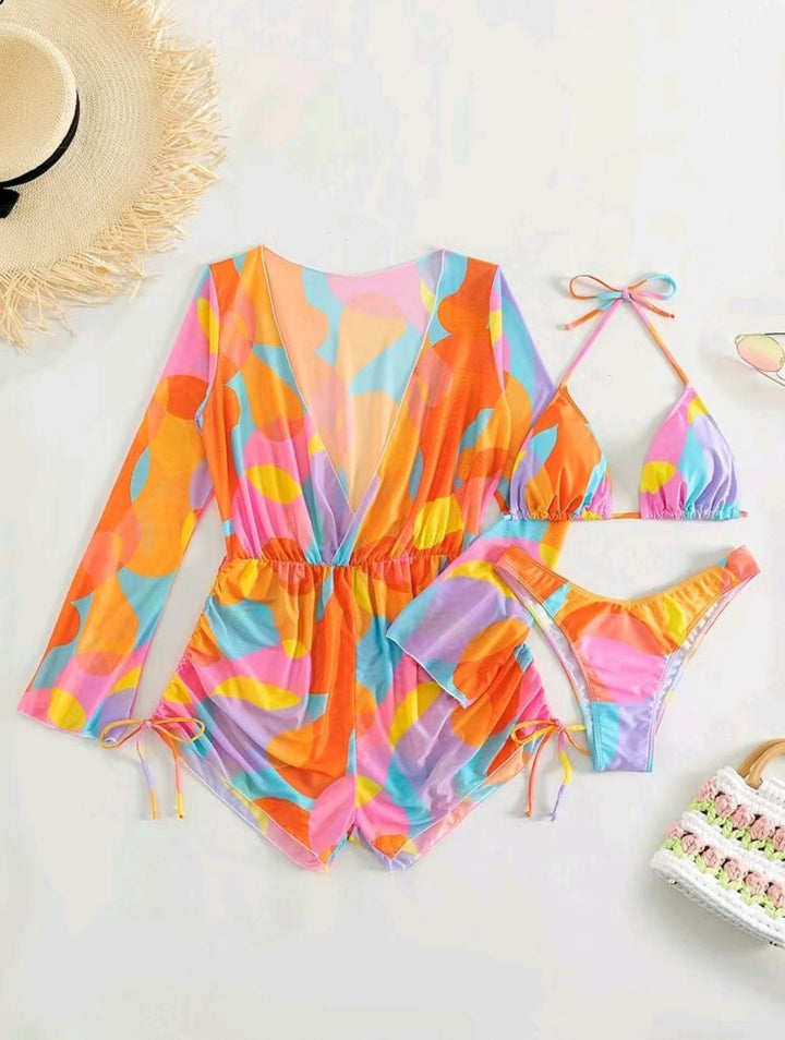 Damen Strandoutfit mit luftiger Tunika und Bikini Drune