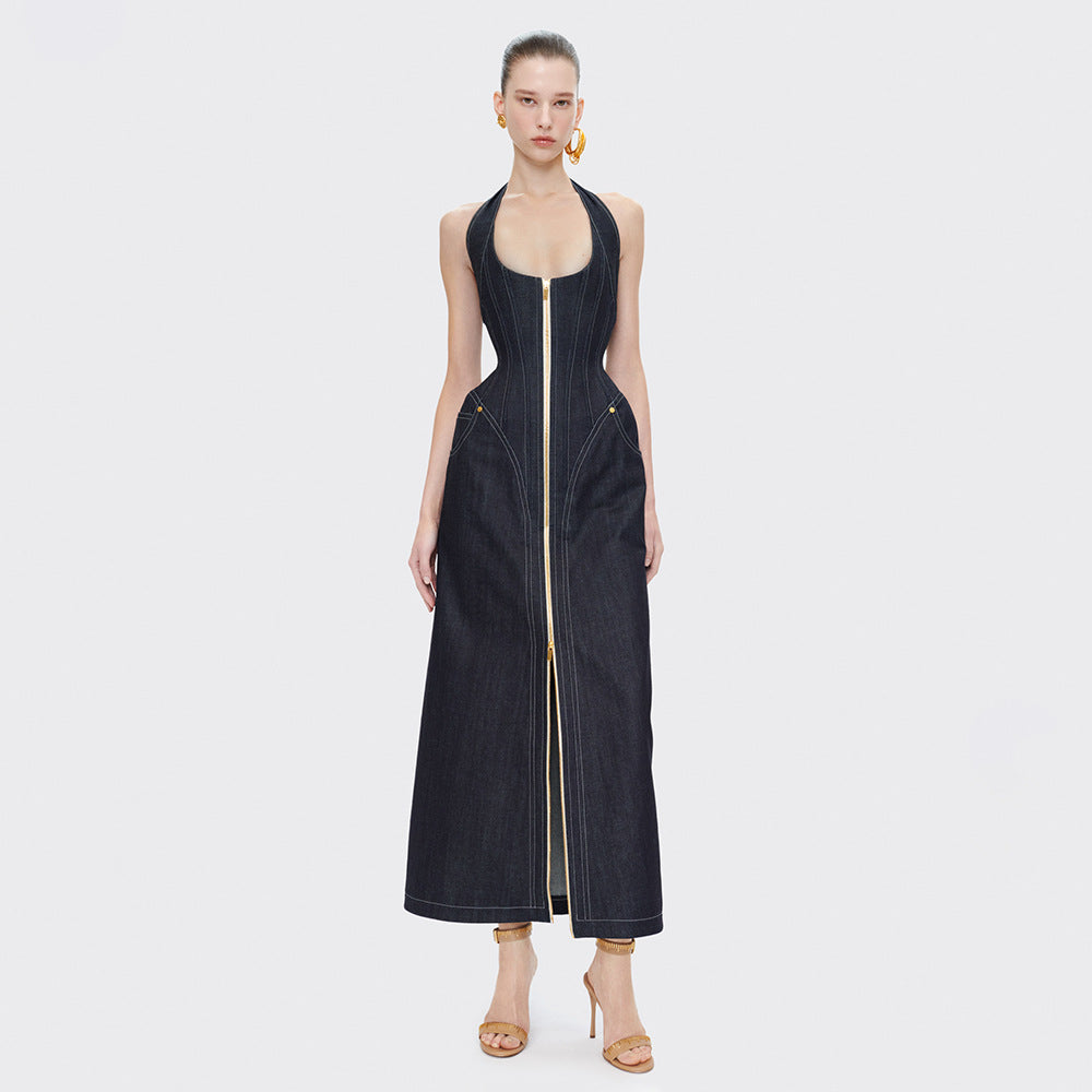 Damen Maxikleid mit Reißverschluss Drune