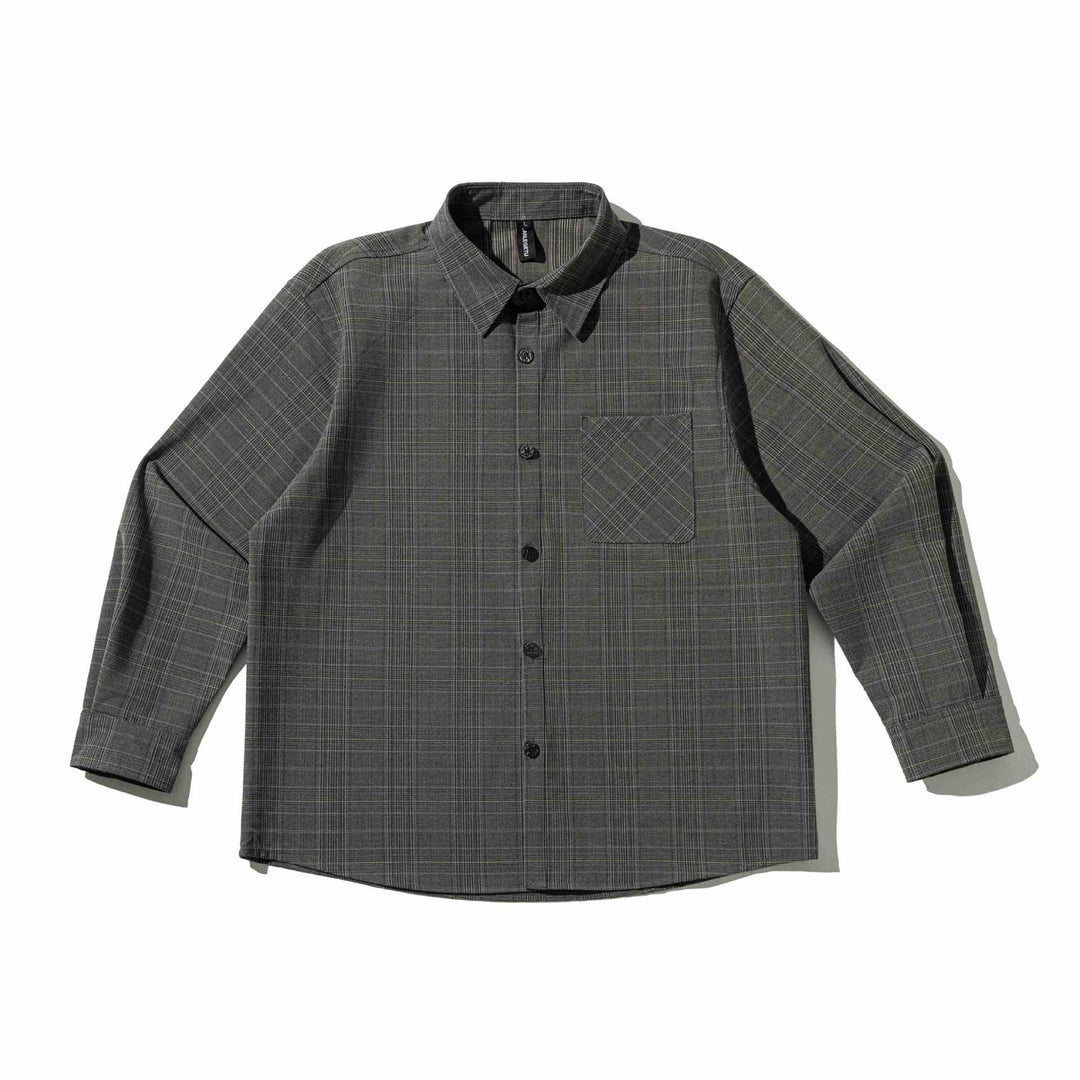 Herren Boxy Glencheck-Hemdjacke mit verlängertem Saum und aufgesetzter Brusttasche Drune