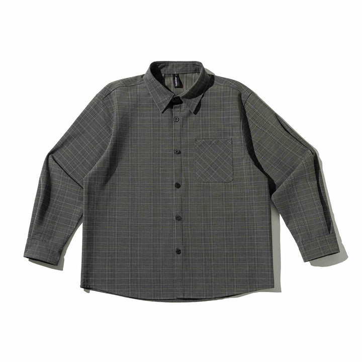 Herren Boxy Glencheck-Hemdjacke mit verlängertem Saum und aufgesetzter Brusttasche Drune
