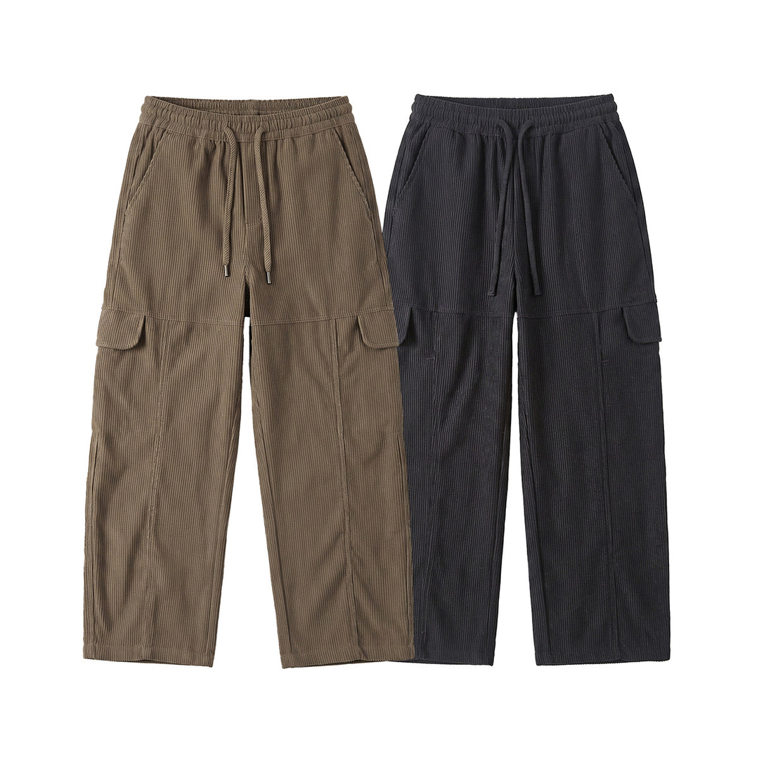Damen Weite hochtaillierte Cargo‑Hose aus Feincord mit Tunnelzug Drune